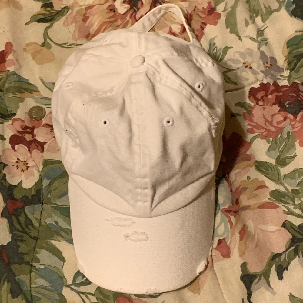 White Distressed Dad Hat